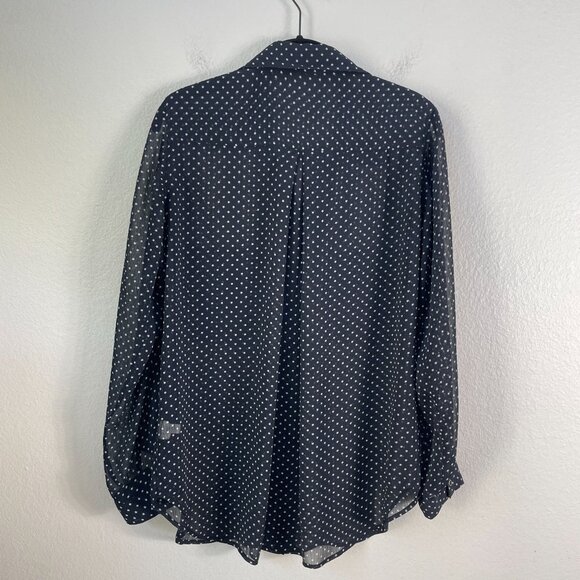 LAgence Nordstrom Womens 6 Black Star Print Sheer Button Up Long Sleeve Blouse - Picture 11 of 12
